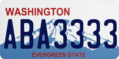 WA license plate ABA3333