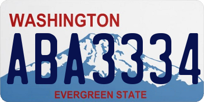 WA license plate ABA3334