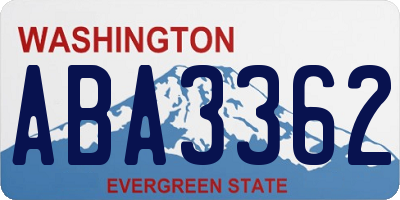 WA license plate ABA3362