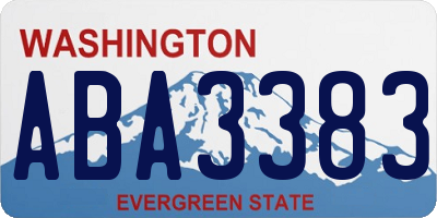 WA license plate ABA3383