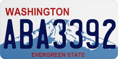 WA license plate ABA3392