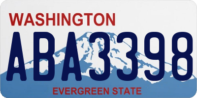 WA license plate ABA3398