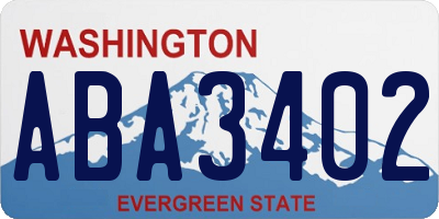 WA license plate ABA3402