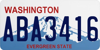 WA license plate ABA3416