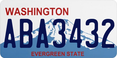 WA license plate ABA3432