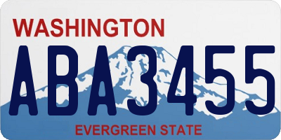 WA license plate ABA3455