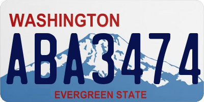 WA license plate ABA3474