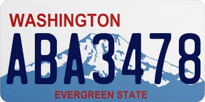 WA license plate ABA3478