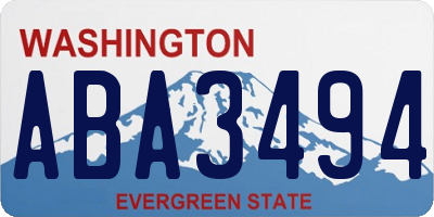 WA license plate ABA3494