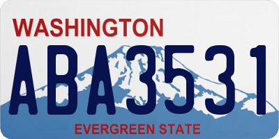 WA license plate ABA3531