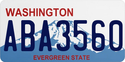WA license plate ABA3560