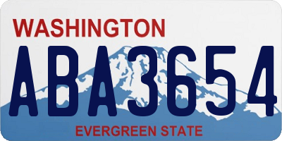 WA license plate ABA3654