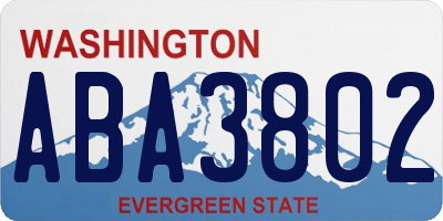 WA license plate ABA3802