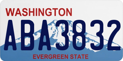 WA license plate ABA3832