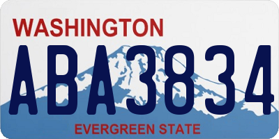 WA license plate ABA3834