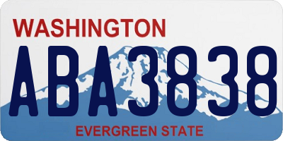 WA license plate ABA3838