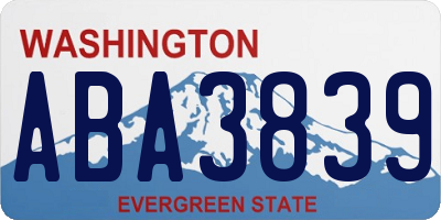 WA license plate ABA3839