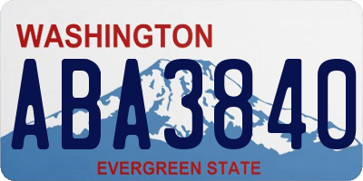 WA license plate ABA3840
