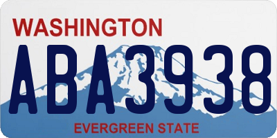 WA license plate ABA3938