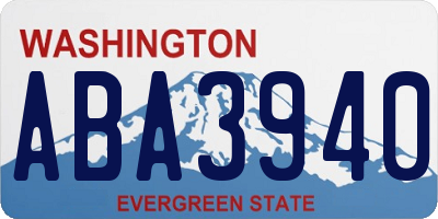 WA license plate ABA3940