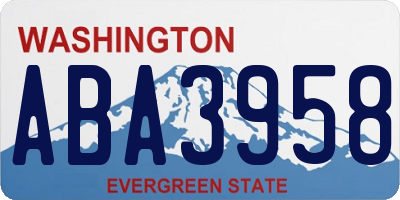 WA license plate ABA3958