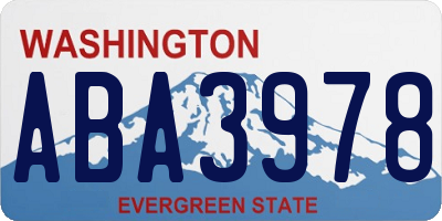 WA license plate ABA3978