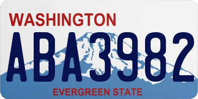 WA license plate ABA3982