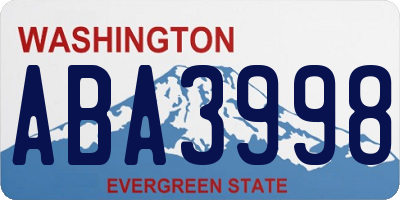 WA license plate ABA3998