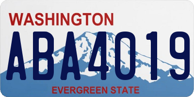 WA license plate ABA4019