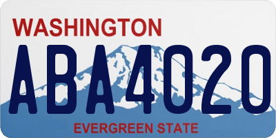 WA license plate ABA4020
