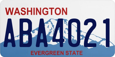 WA license plate ABA4021