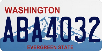 WA license plate ABA4032