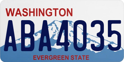 WA license plate ABA4035
