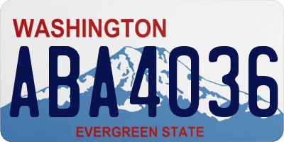 WA license plate ABA4036
