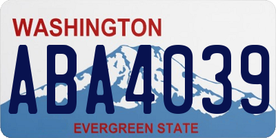 WA license plate ABA4039