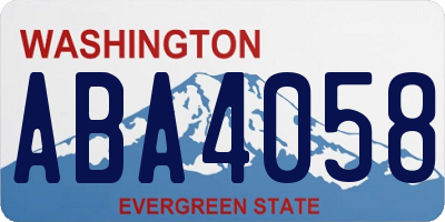 WA license plate ABA4058
