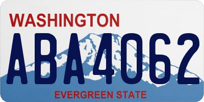WA license plate ABA4062