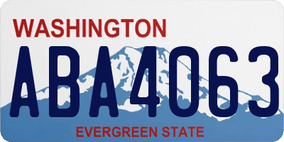 WA license plate ABA4063