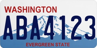 WA license plate ABA4123
