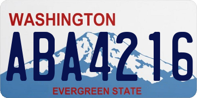 WA license plate ABA4216