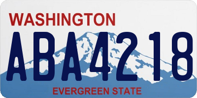 WA license plate ABA4218