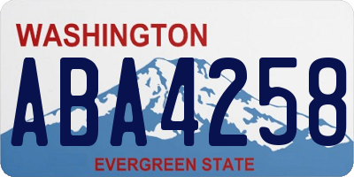 WA license plate ABA4258
