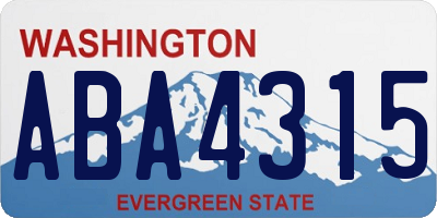 WA license plate ABA4315