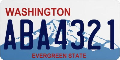 WA license plate ABA4321