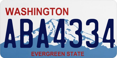 WA license plate ABA4334