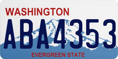 WA license plate ABA4353