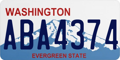 WA license plate ABA4374