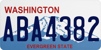 WA license plate ABA4382