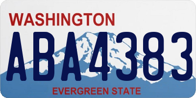 WA license plate ABA4383