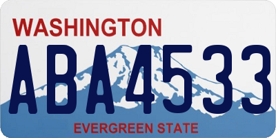 WA license plate ABA4533